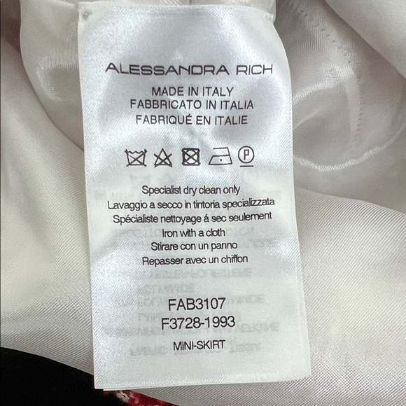 Alessandra Rich Plaid Tweed Red White Checked Mini Skirt Medium - Picture 9 of 11